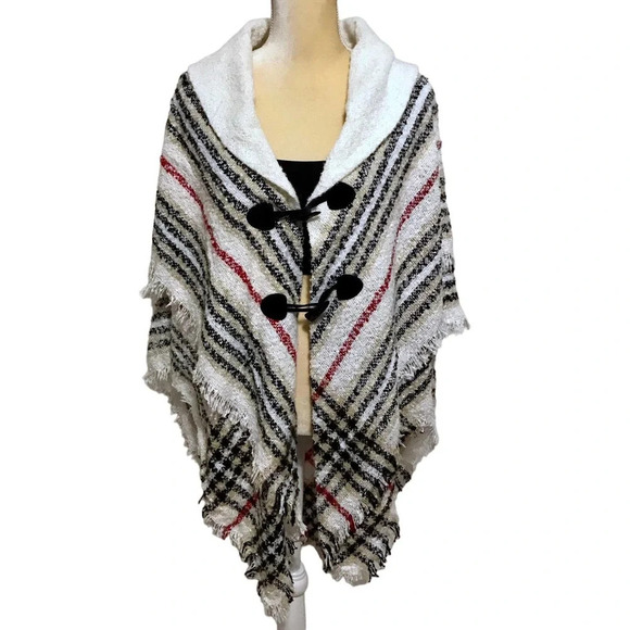 Accessory St NWOT Knit Variegated Stripes Poncho-Ruana for Women OS - Picture 1 of 9